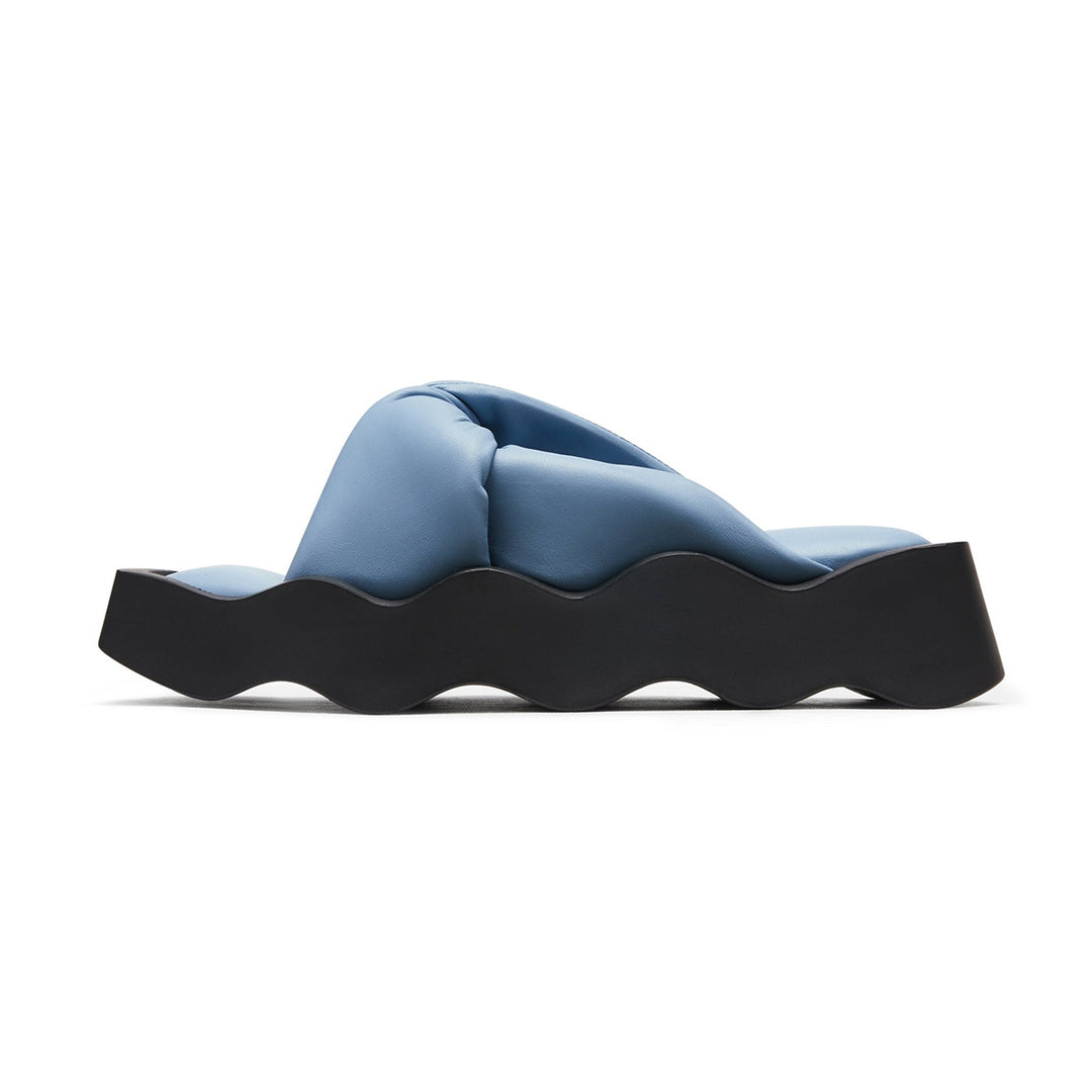 Lost In Echo Square Toe Wavy Bottom Kink Slippers Blue