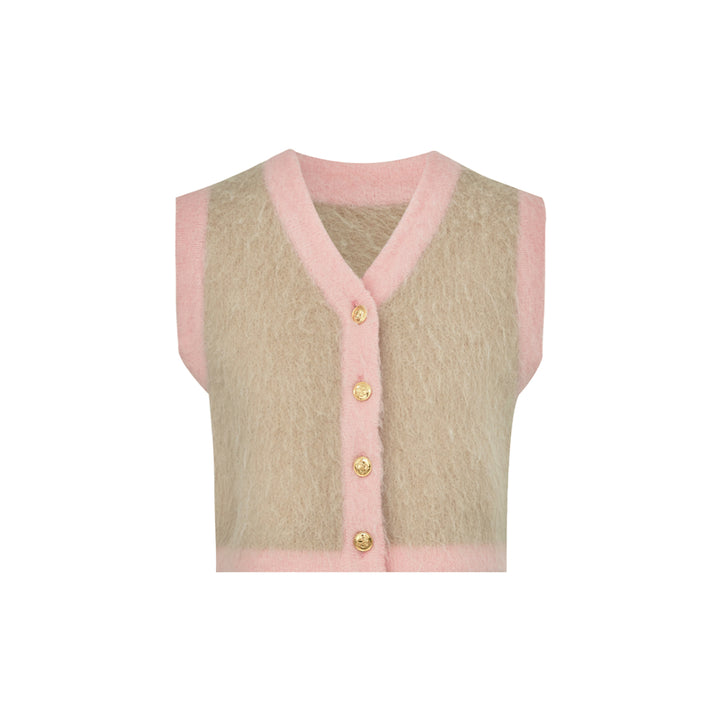 Kroche Color Blocked Alpaca Fiber Vest Pink - Mores Studio