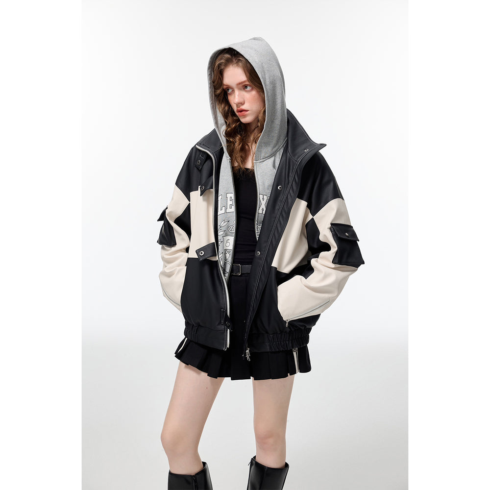 Alexia Sandra Patchwork PU-Leather Jacket - Mores Studio