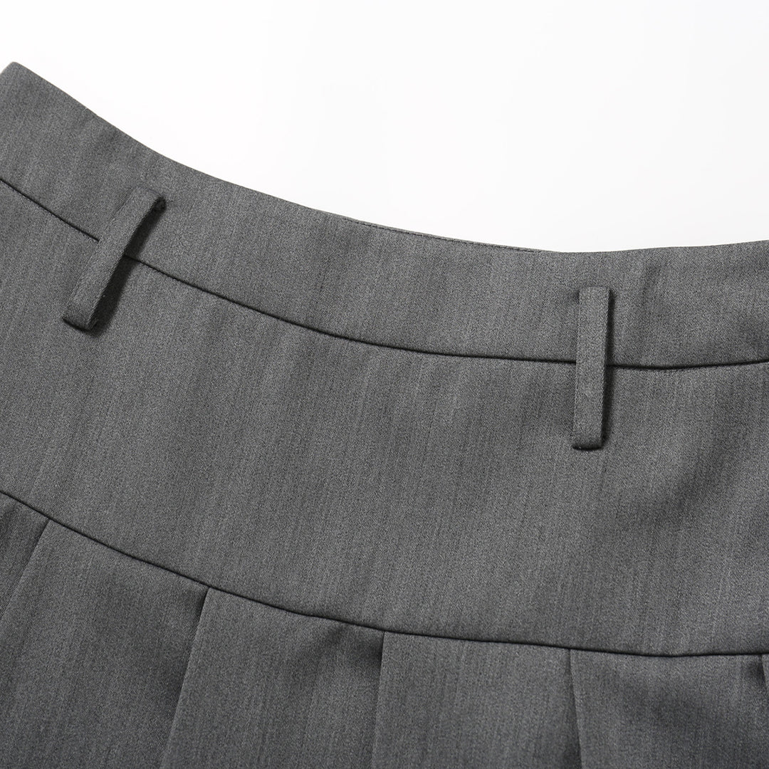 SomeSowe Asymmetrical Pleated Long Skirt Grey