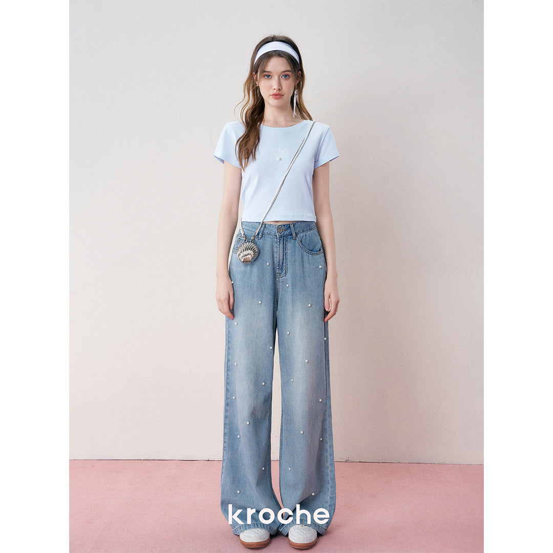 Kroche 3D Pearl High Waist Jeans