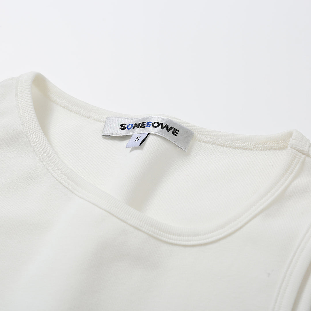 SomeSowe Asymmetry Cutting Knit Vest White