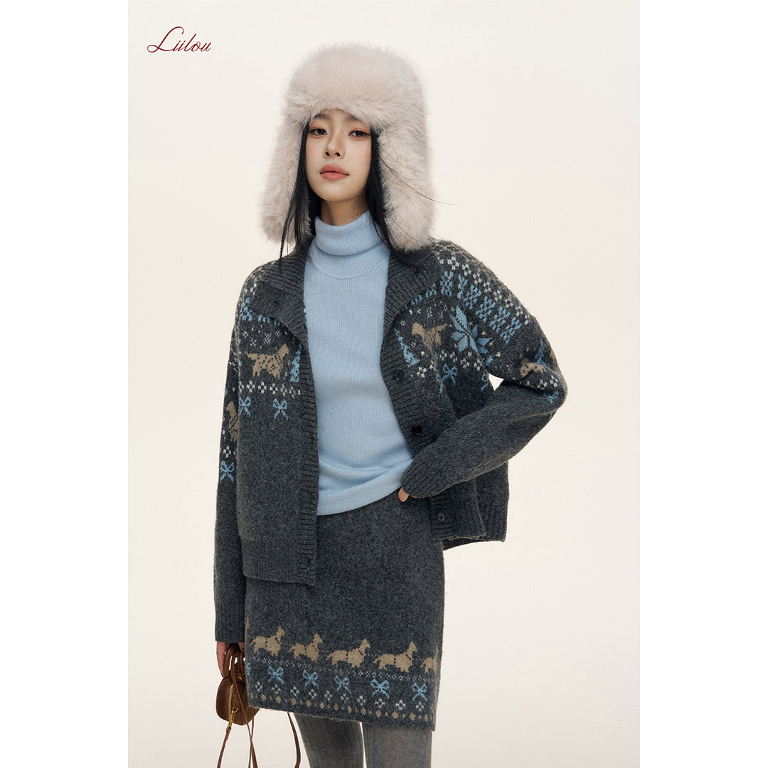 Liilou Clean-Fit High Collar Woolen Knit Top Blue