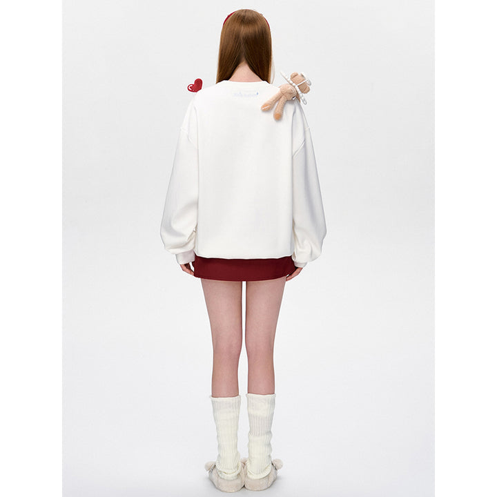 13De Marzo Doozoo Cupid Heart Round-Neck Sweater White