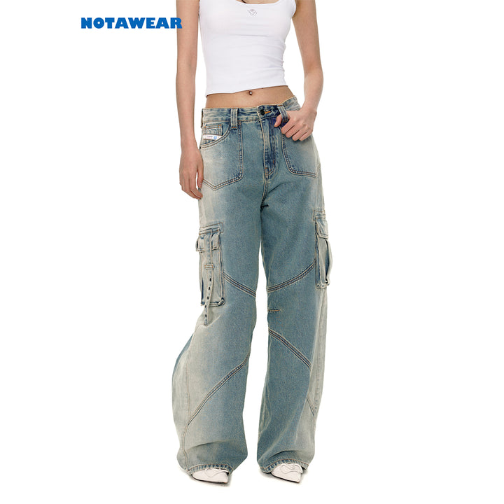 NotaWear Faded Oversized Cargo Jeans