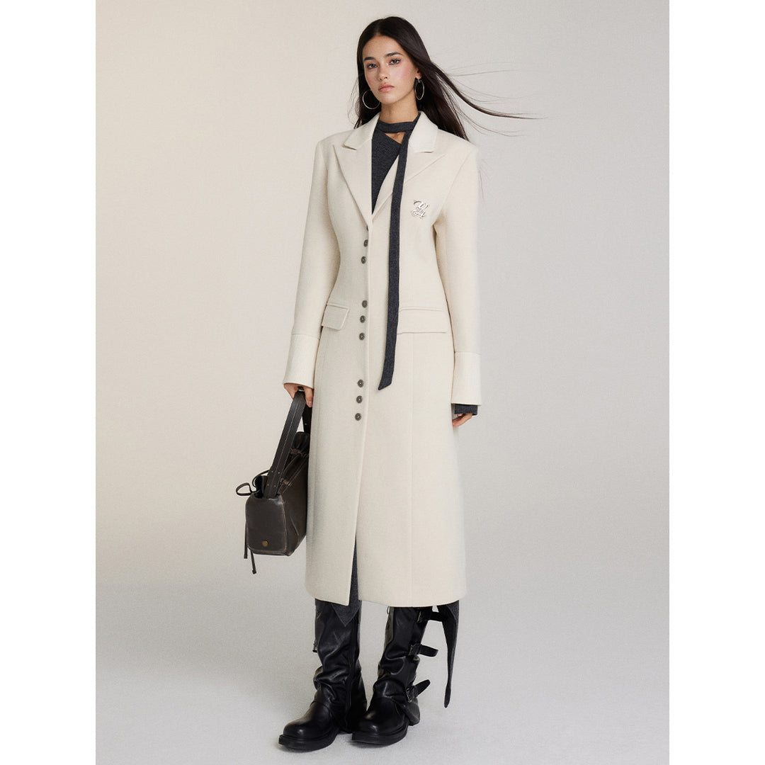 Via Pitti Heavy Patchwork Waisting Long Coat Beige