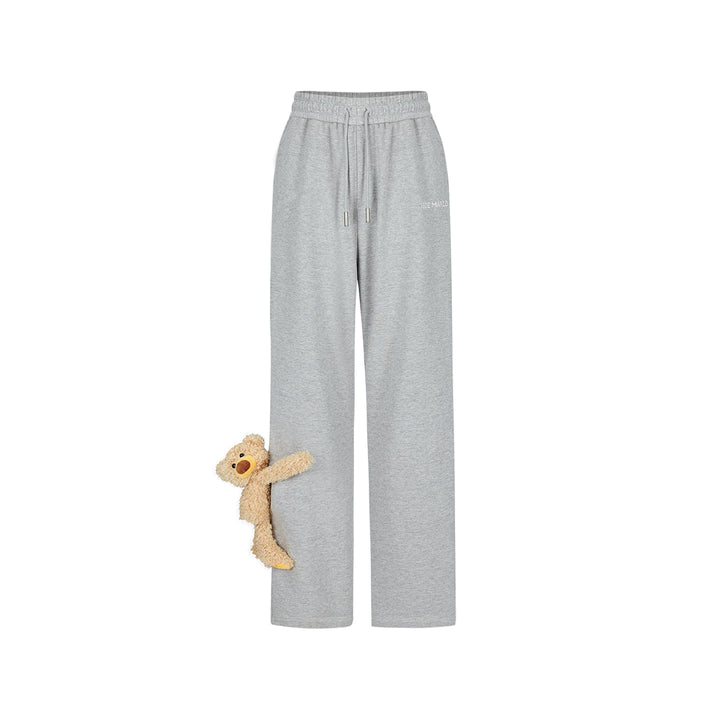 13De Marzo Plush Bear Drawstring Casual Pants Gray