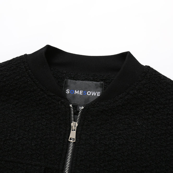 SomeSowe Star Embroidery Loop Woolen Jacket Black - Mores Studio