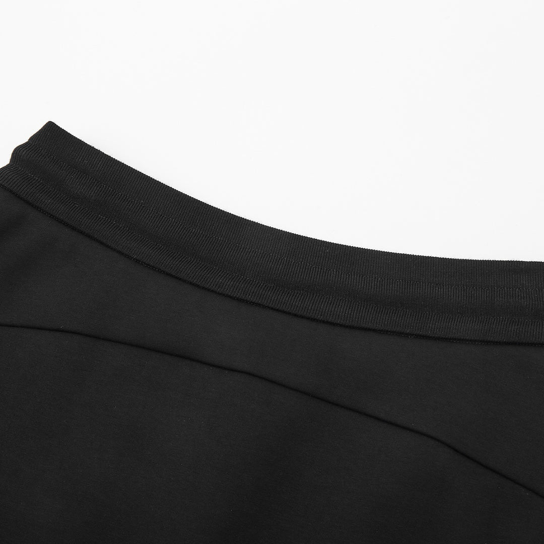 SomeSowe Elastic-Waist Drawstring Casual Skirt Black