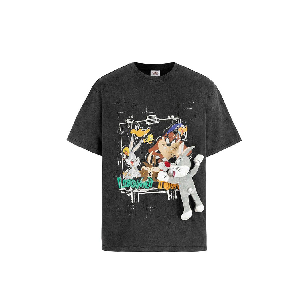 13De Marzo X Looney Tunes All Member Frame T-Shirt Black - GirlFork