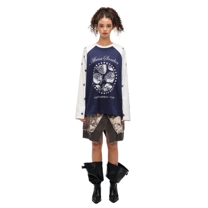 Alexia Sandra Strawberry Star Printed Raglan L/S Tee