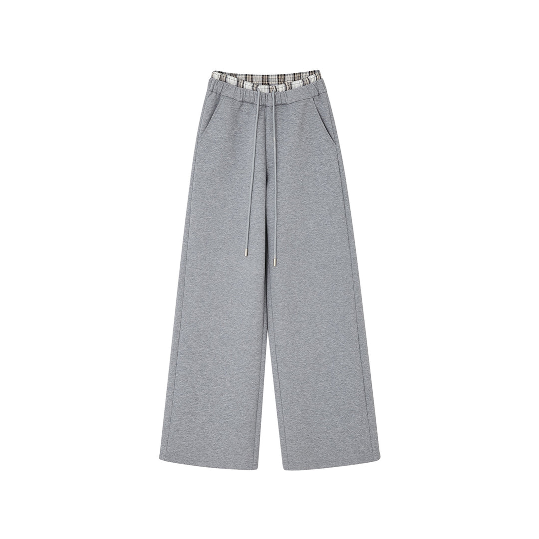 SomeSowe Fleece-Lined Lace Up Casual Pants Gray