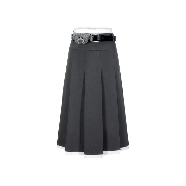 13De Marzo Base Pleated Long Skirt Gray