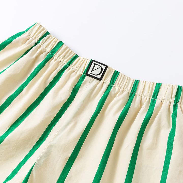 Diana Vevina Color Blocked Striped Shorts Green