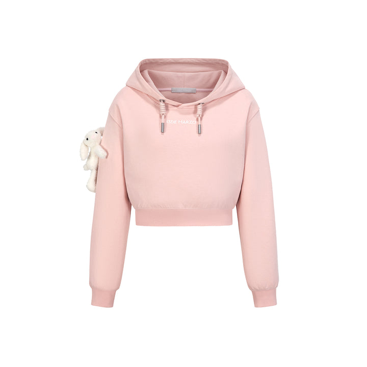 13De Marzo Doozoo Embroidery Logo Short Hoodie Pink