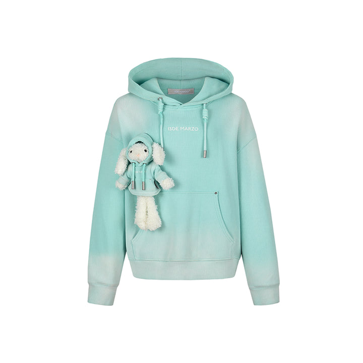 13De Marzo Plush Doll Gradient Waffle Hoodie Green