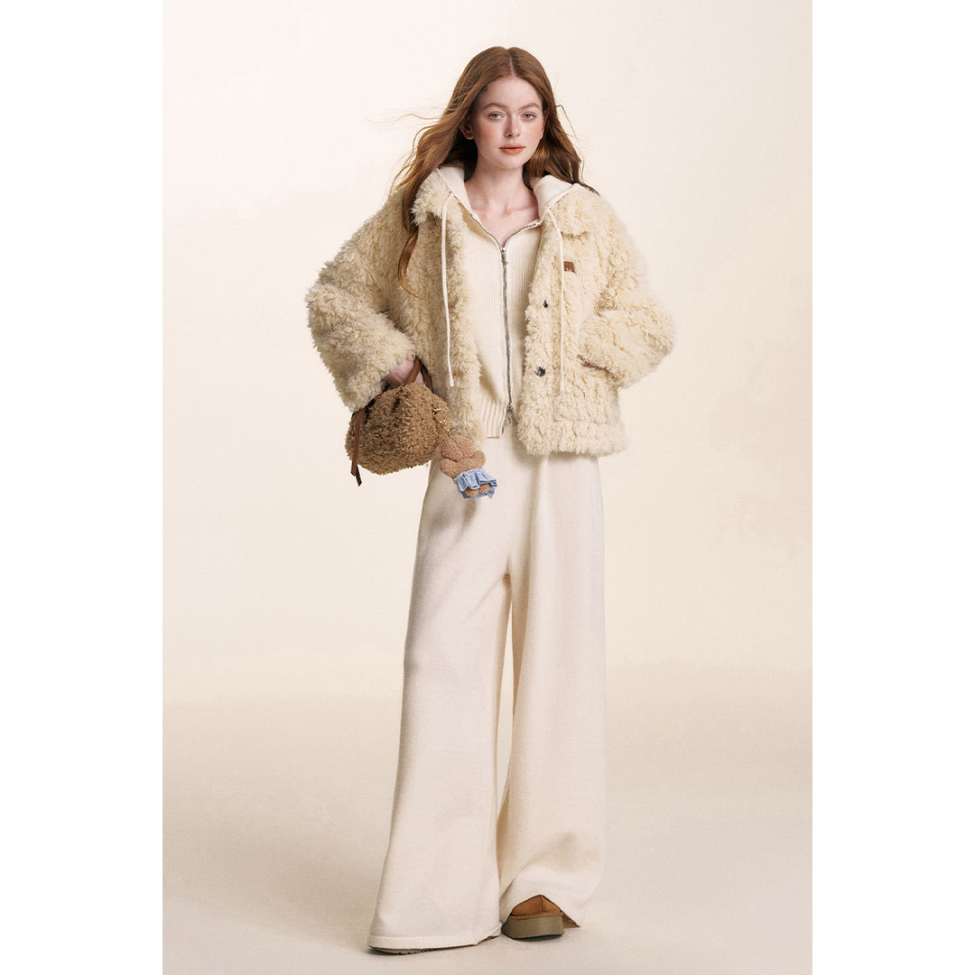 Kroche Curly-Fur Teddy Short Thicken Jacket