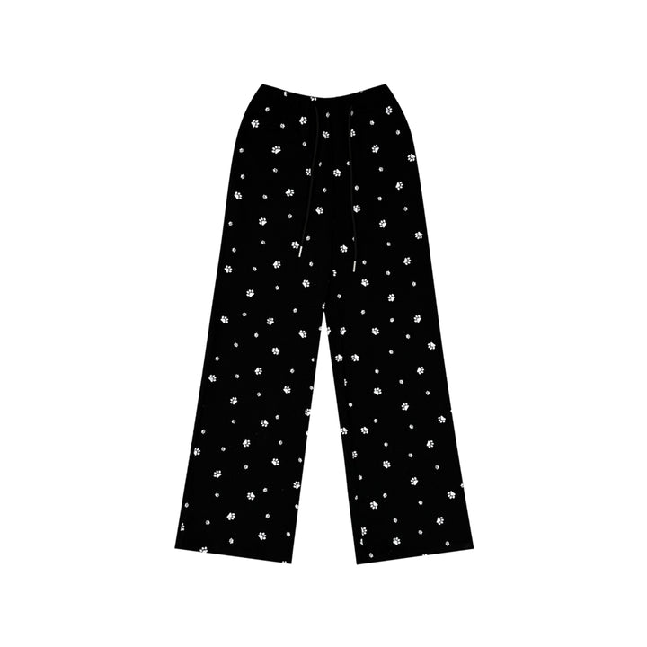 AsGony Dog Claw Waisted Casual Pants Black