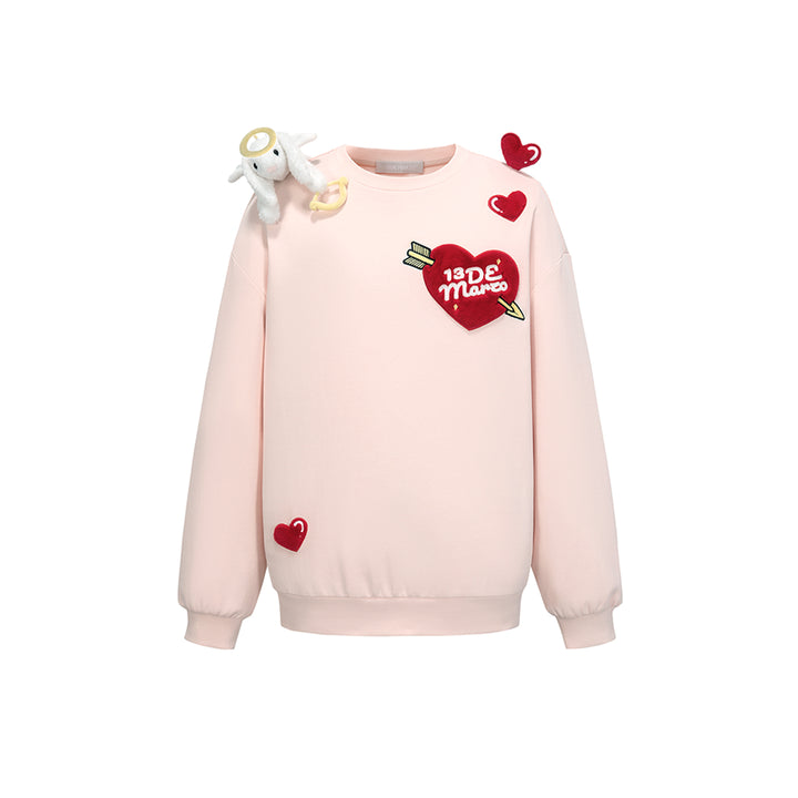 13De Marzo Doozoo Cupid Heart Round-Neck Sweater Pink