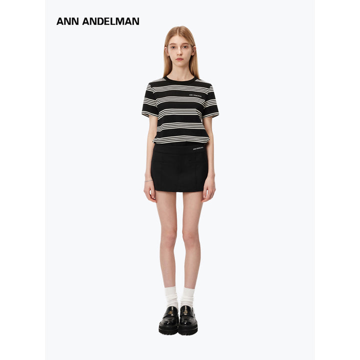 Ann Andelman Striped Logo T-Shirt Black