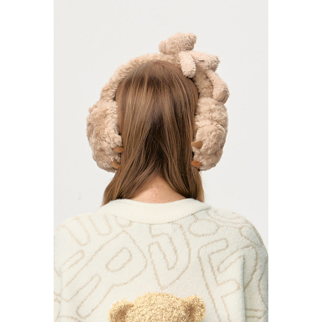 13De Marzo Plush Bear Paw Furry Earmuff Khaki