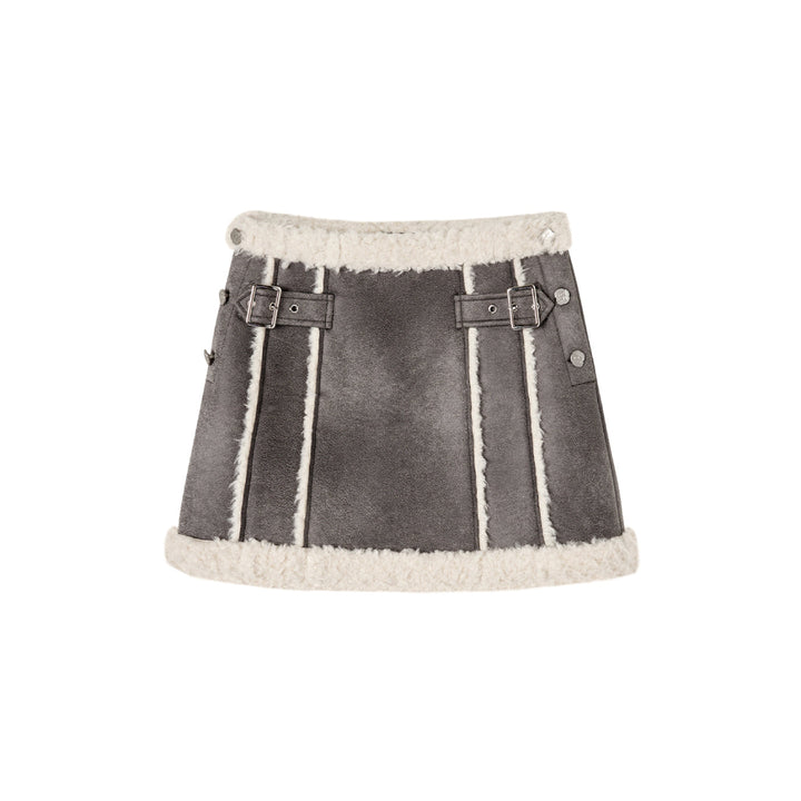 Via Pitti Suede Short Puffer Skirt Grey - Mores Studio