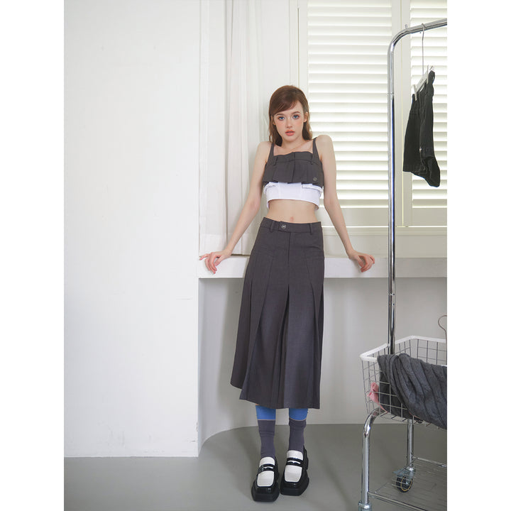 Three Quarters Casual Pleated Long Skirt - Mores Studio