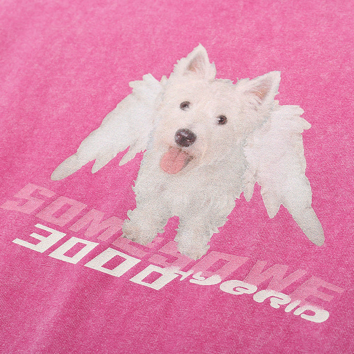 SomeSowe Puppy Batik Printed T-Shirt Pink