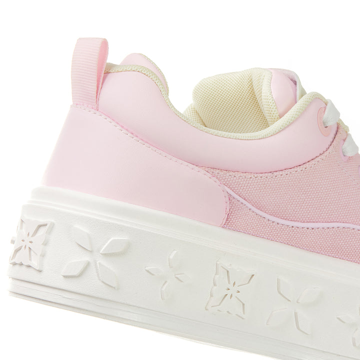 Trapar Waves Embossment Thick-Soled Casual Canvas Sneaker Pink