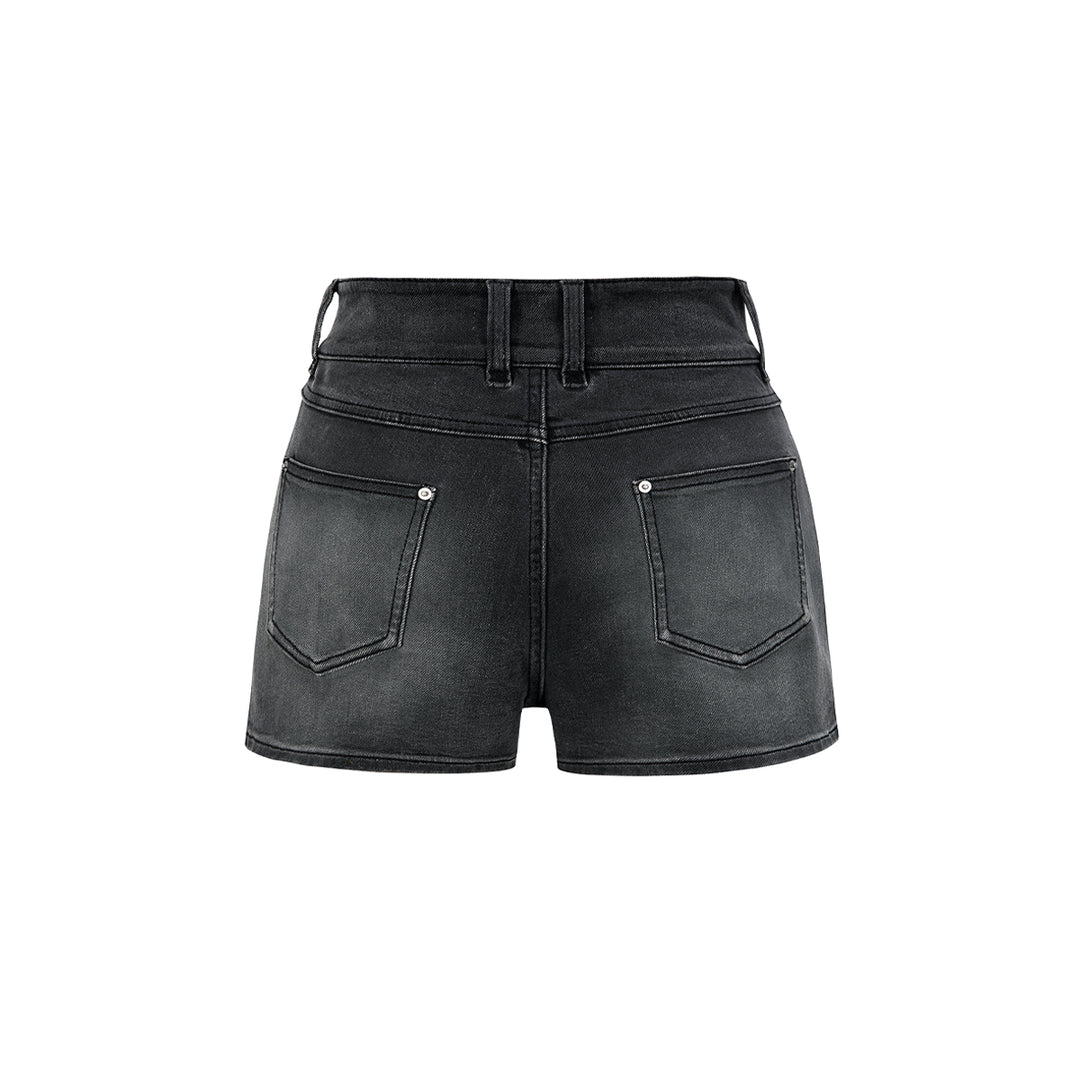 13De Marzo Plush Bear High Waist Denim Shorts Gray