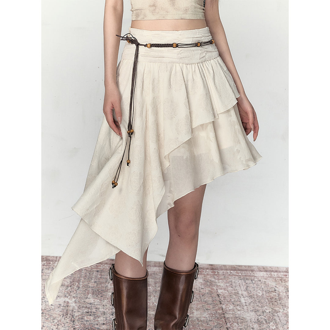 Via Pitti Heavy Rose Irregular Patchwork Skirt