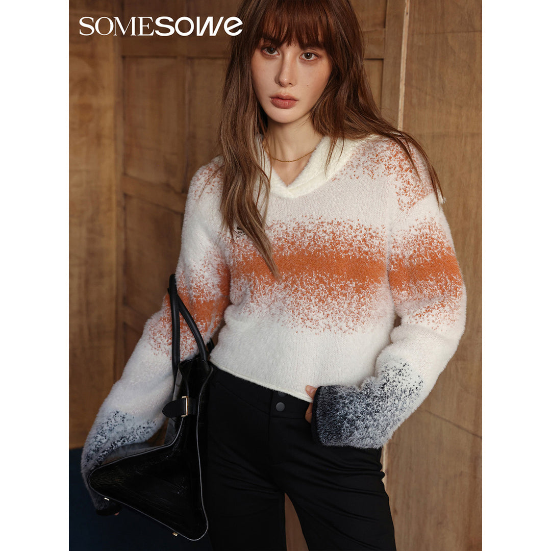 SomeSowe Sailor Collar Gradient Faux Mink Sweater - Mores Studio