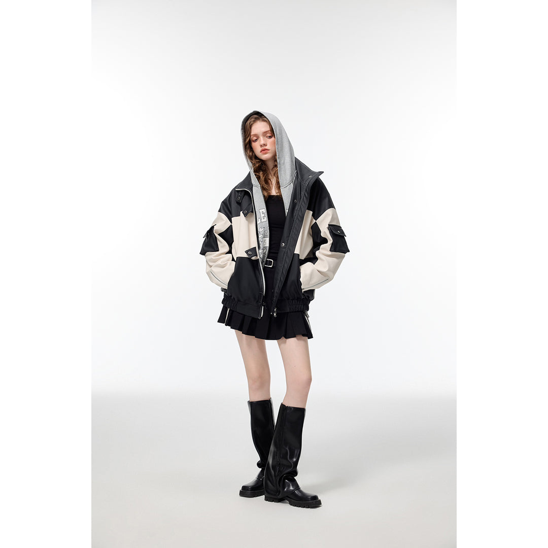 Alexia Sandra Patchwork PU-Leather Jacket - Mores Studio