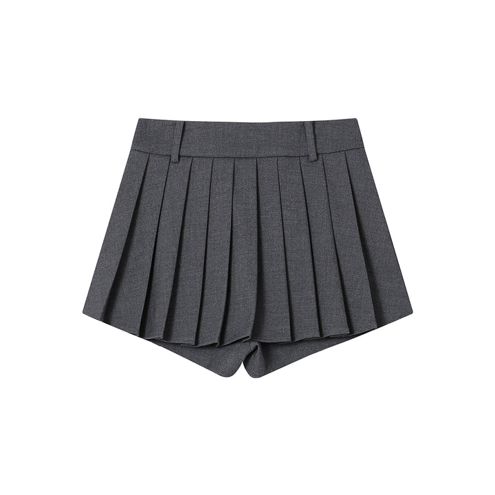 SomeSowe Irregular Cutting Pleated Skirt Shorts Grey - Mores Studio