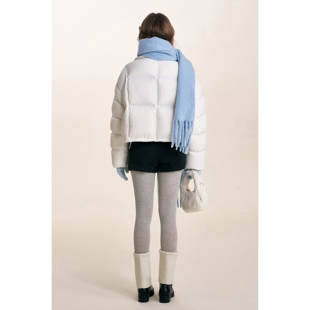 Kroche Stand Collar Short Down Jacket White