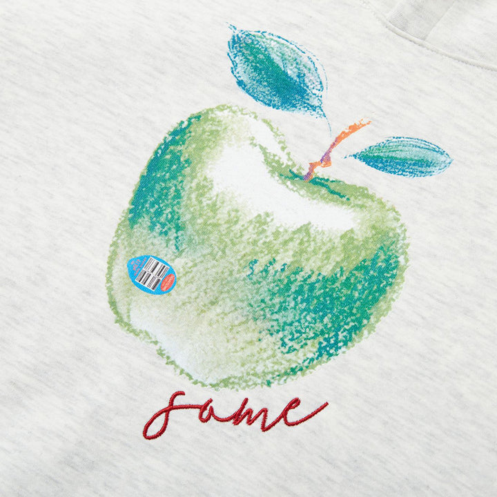 SomeSowe Green Apple Printed Hoodie Light Gray