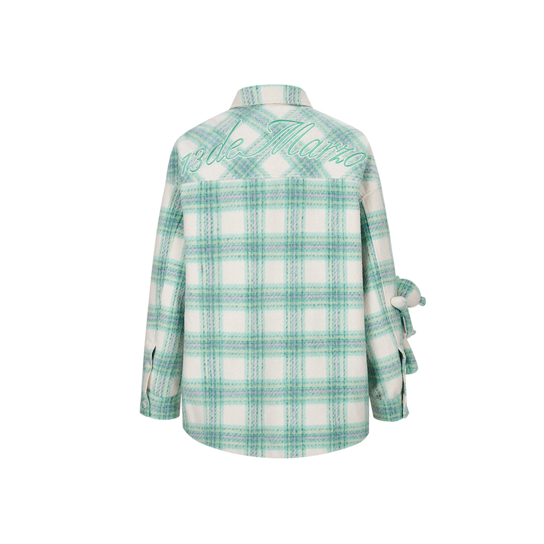 13De Marzo Plaid Bear Shirt Coat Green