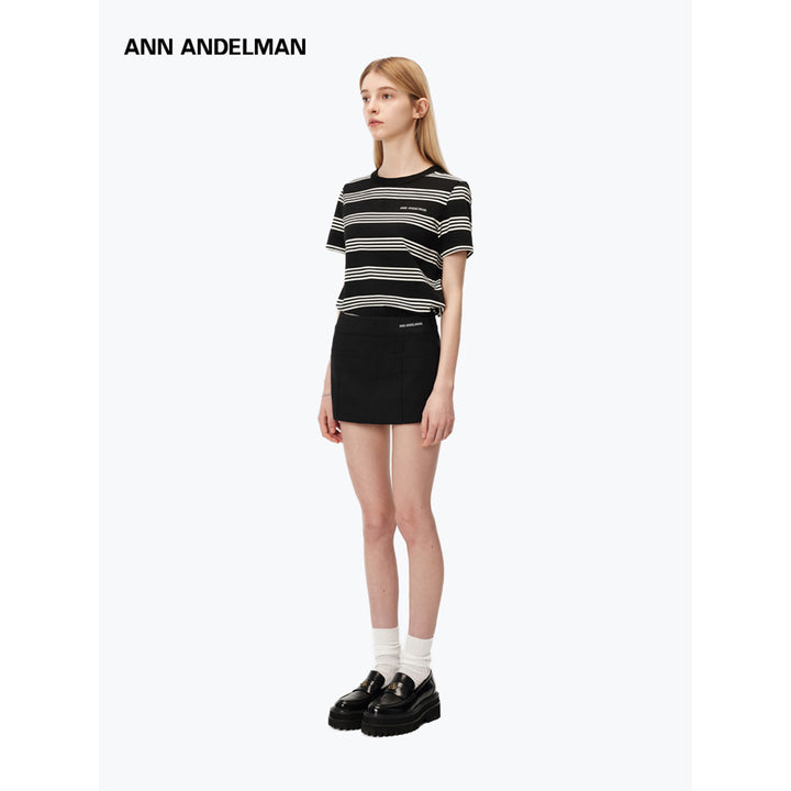 Ann Andelman Striped Logo T-Shirt Black