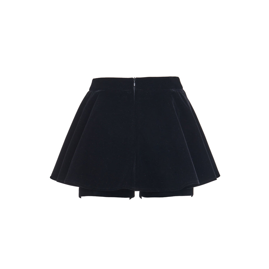 Eimismosol Tweed Gold Button Blazer & Velvet Skirt Shorts Set - Mores Studio