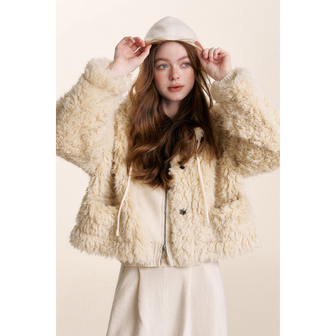 Kroche Curly-Fur Teddy Short Thicken Jacket