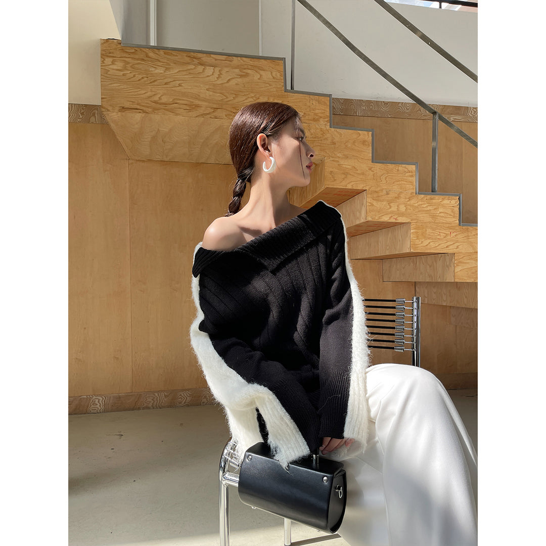 Rumia Florence Knitted Jumper Black And White - Mores Studio