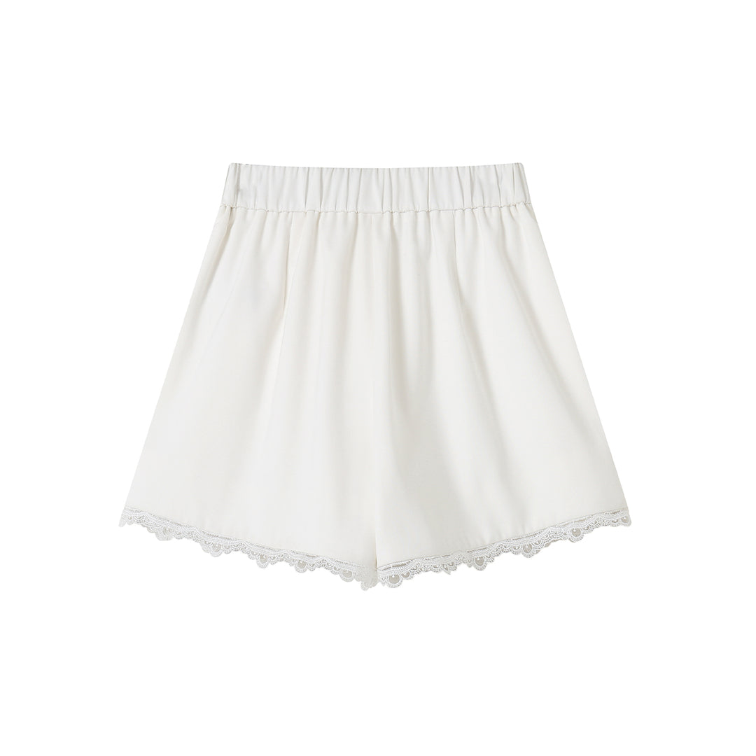 SomeSowe Lace Edge Casual Shorts White