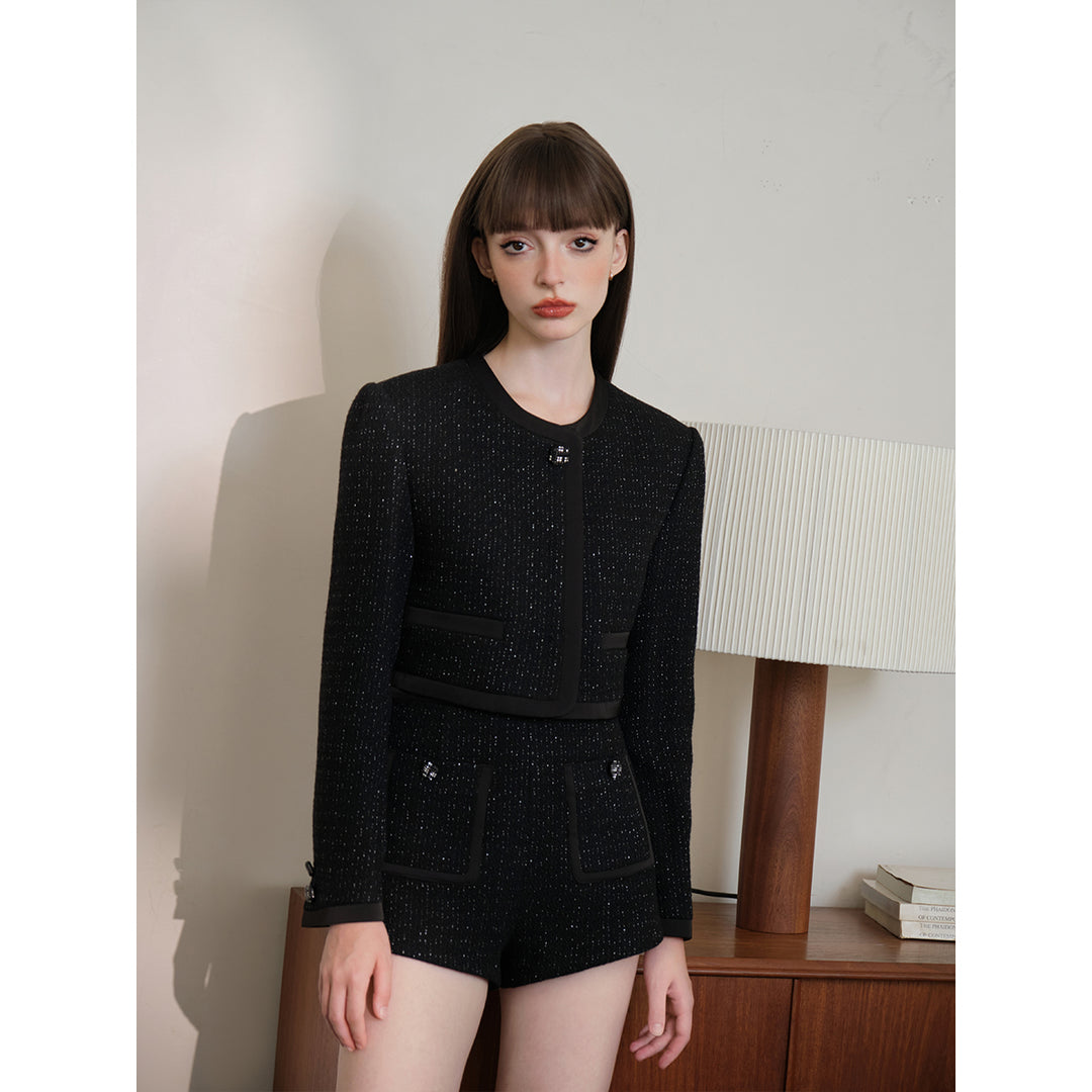 Three Quarters Woollen Tweed Shiner Shorts - Mores Studio