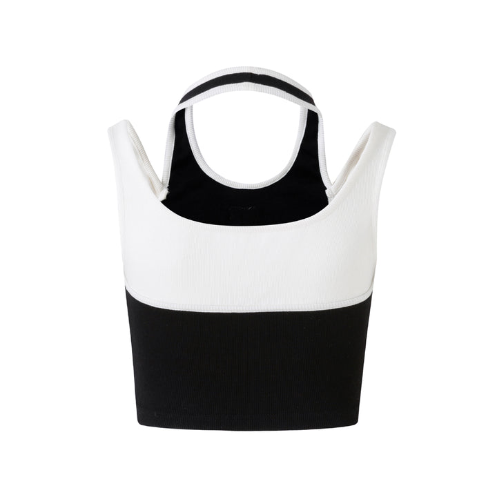 Eimismosol Color Blocked Fake-2-Piece Halter Vest