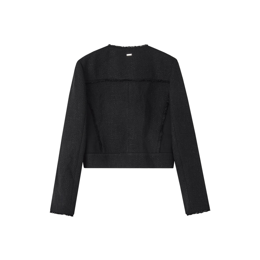 SomeSowe Raw Edge Patchwork Short Jacket Black