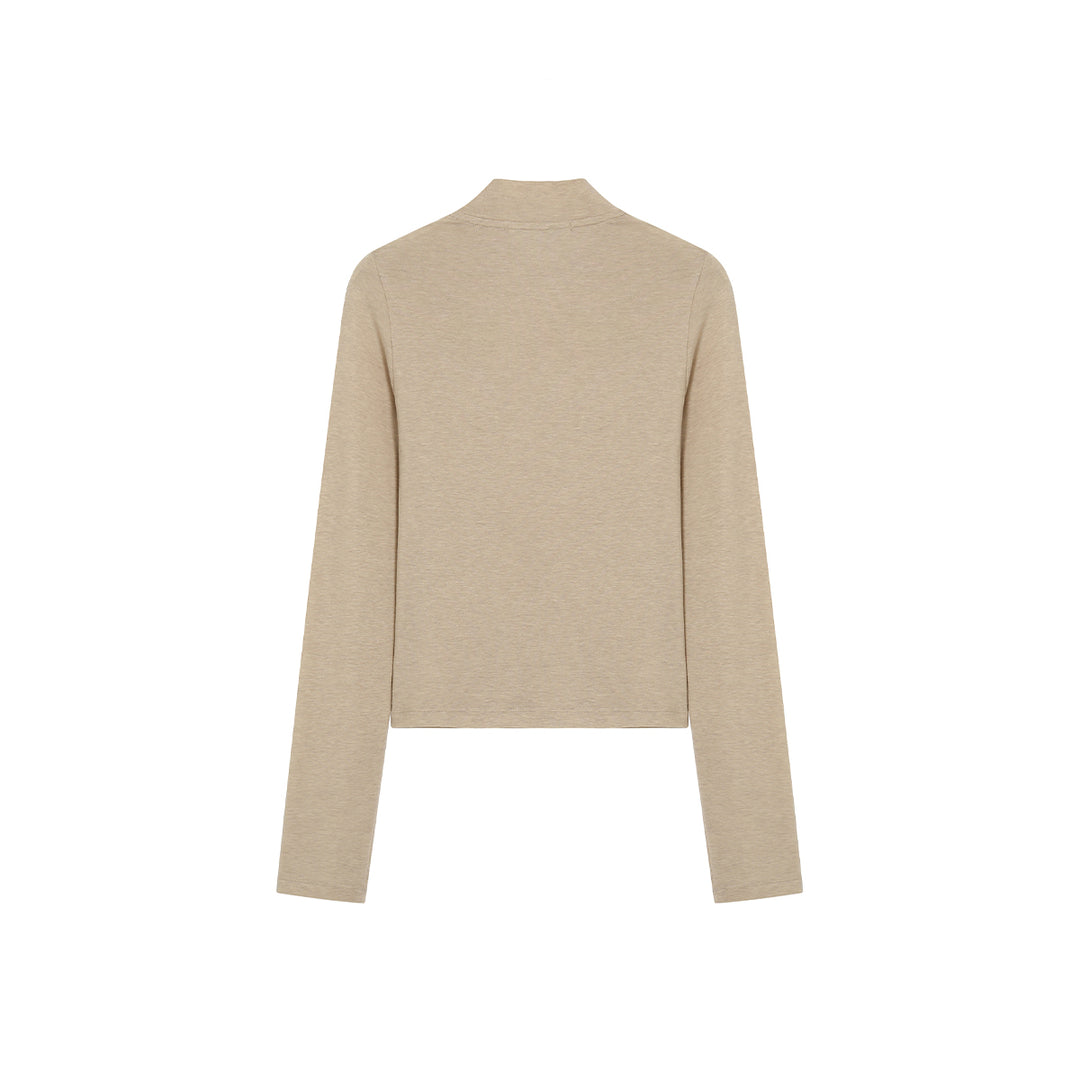 SomeSowe Turtleneck Fake-2-Piece Slim Woolen Top Khaki - Mores Studio