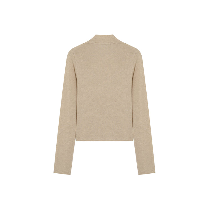 SomeSowe Turtleneck Fake-2-Piece Slim Woolen Top Khaki - Mores Studio