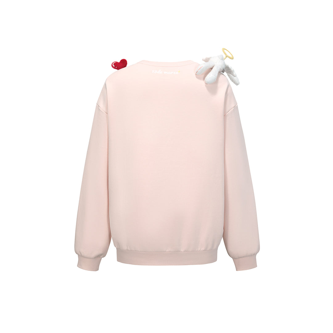 13De Marzo Doozoo Cupid Heart Round-Neck Sweater Pink