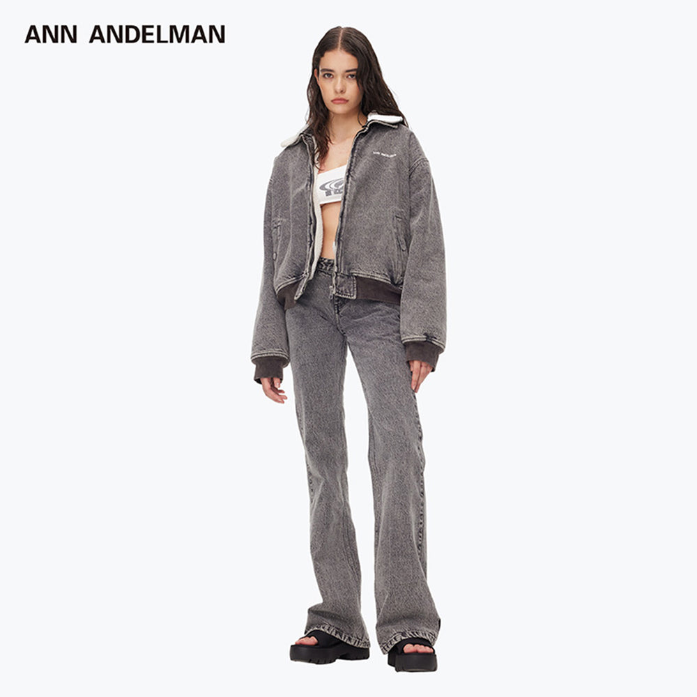 Ann Andelman Logo Embroidery Fleeced Denim Jacket - Mores Studio