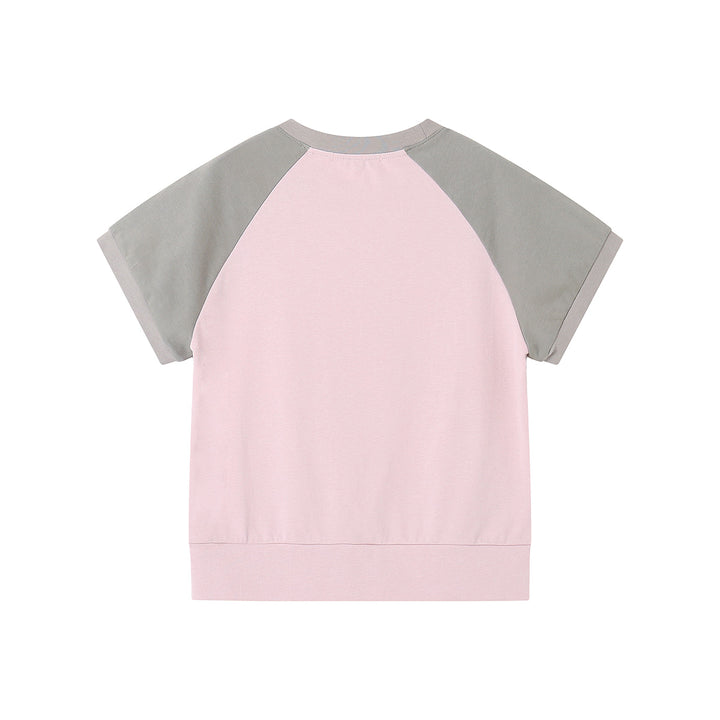 SomeSowe Bow Embroidered Raglan T-Shirt Pink